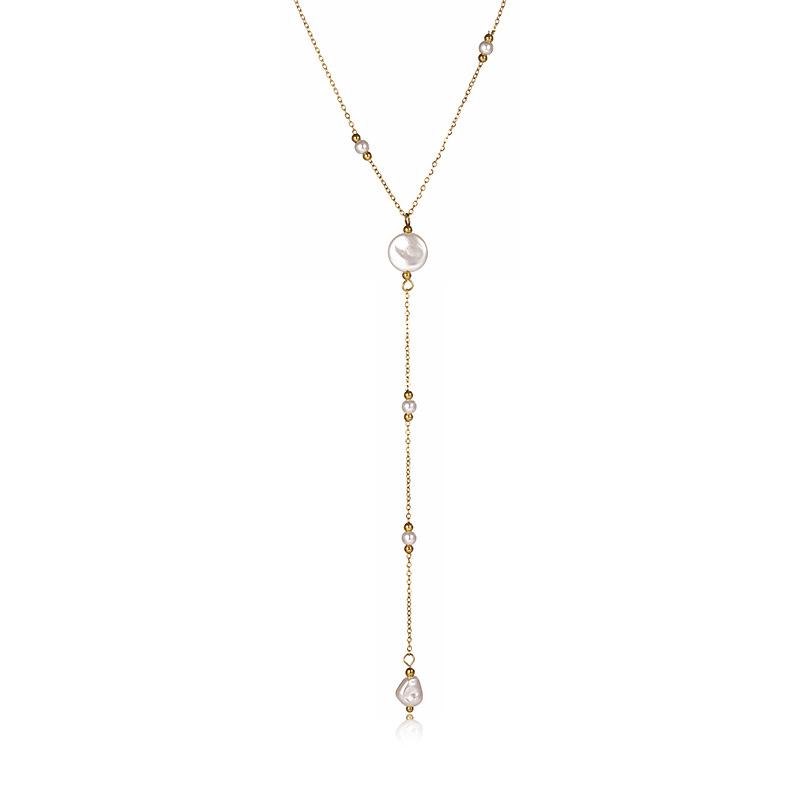 Pearl Tassel Collarbone Chain Women's Fashion Light Luxury High-end Gold-plated Stainless Steel Necklace Suitable for Spring Necklace