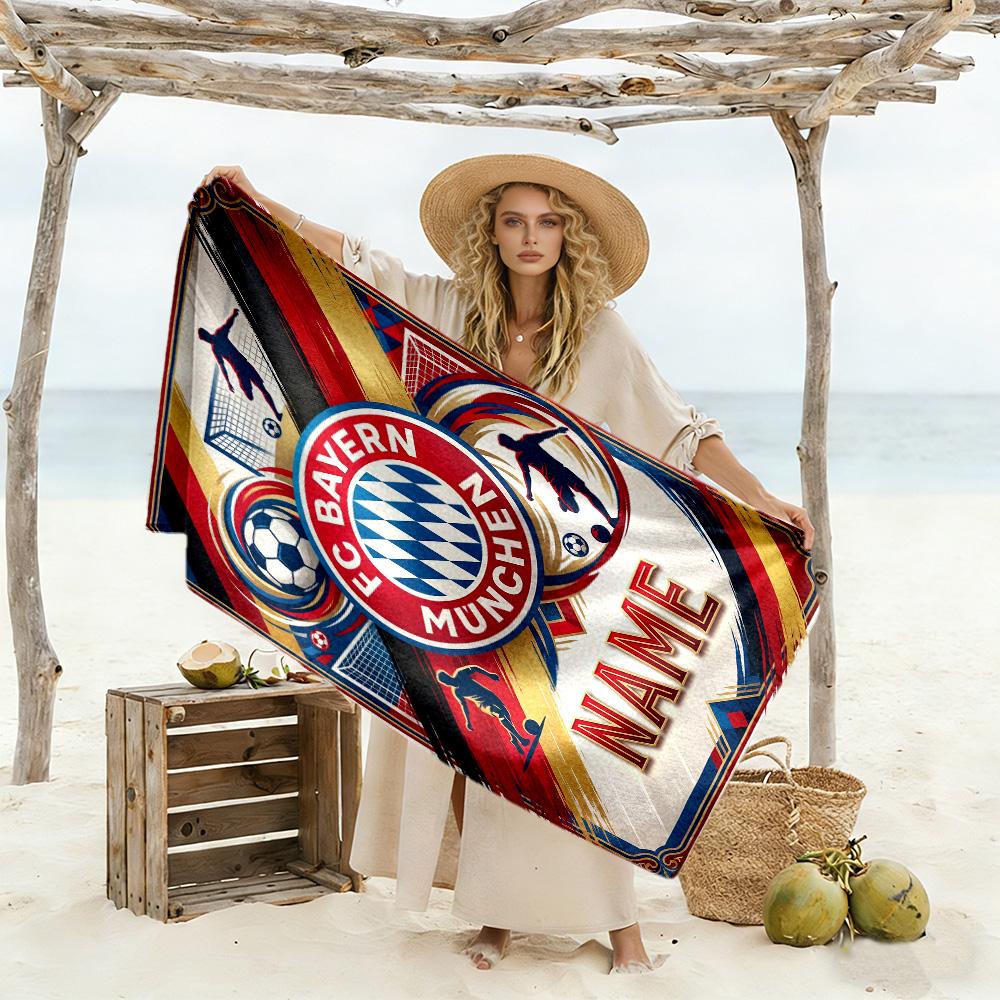 Fc Bayern München Poster Personalized Text Beach Towel High Absorbency & Quick-Dry Perfect for Traveling Yoga Camping and Swimming