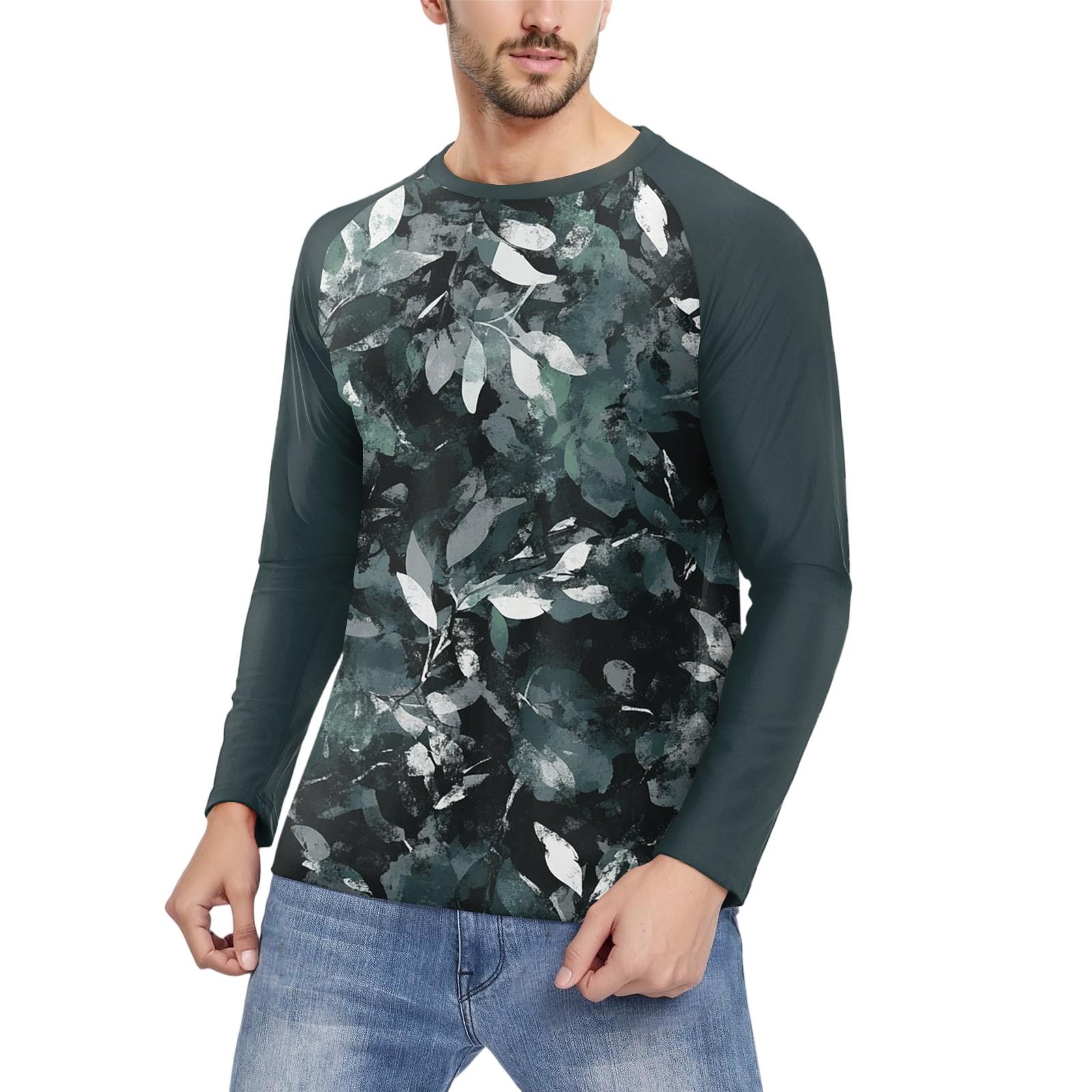 

Мужская мода принтованный реглан длинный рукав спортивный топ XXL