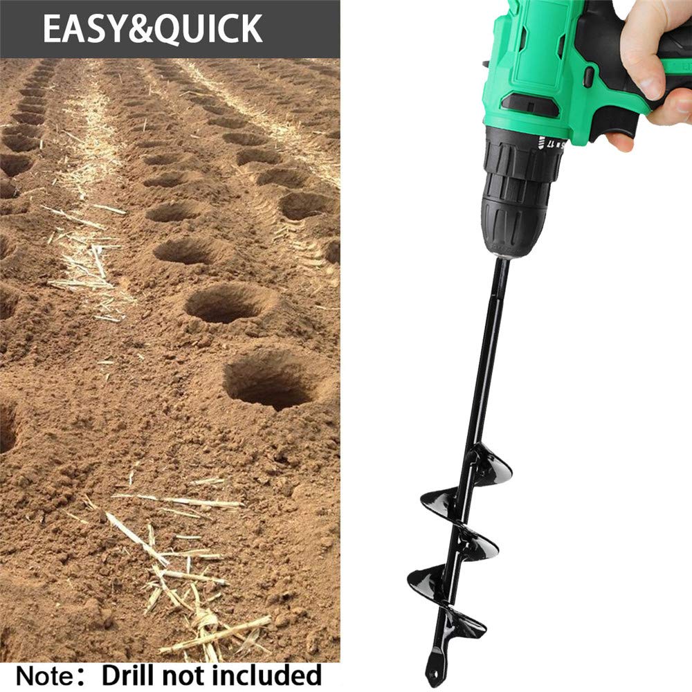Auger Drill Bit Garden Plant Flower Bulb Auger Rapid Planter Bulb & Bedding Plant Auger for 3/8" Hex Drive Drill Earth Auger Drill Fence Post