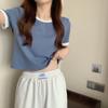 GMXIA Colorful O-neck Short Sleeve T-shirt Women's Summer Bottoming Shirt Slim Short Tops