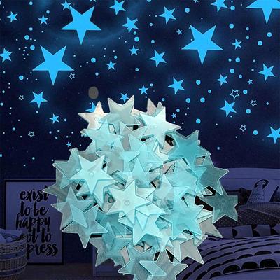 100 Pcs Luminous Fluorescent Wall Stickers 3D Stars Glow In The Dark Wall Stickers for Kids Baby Room Bedroom Ceiling Home Decor