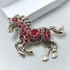 Elegant Equestrian Enamel Brooch with Crystal Accent Metal Pin Fashion Clothing Accessory for Daily Accessorizing