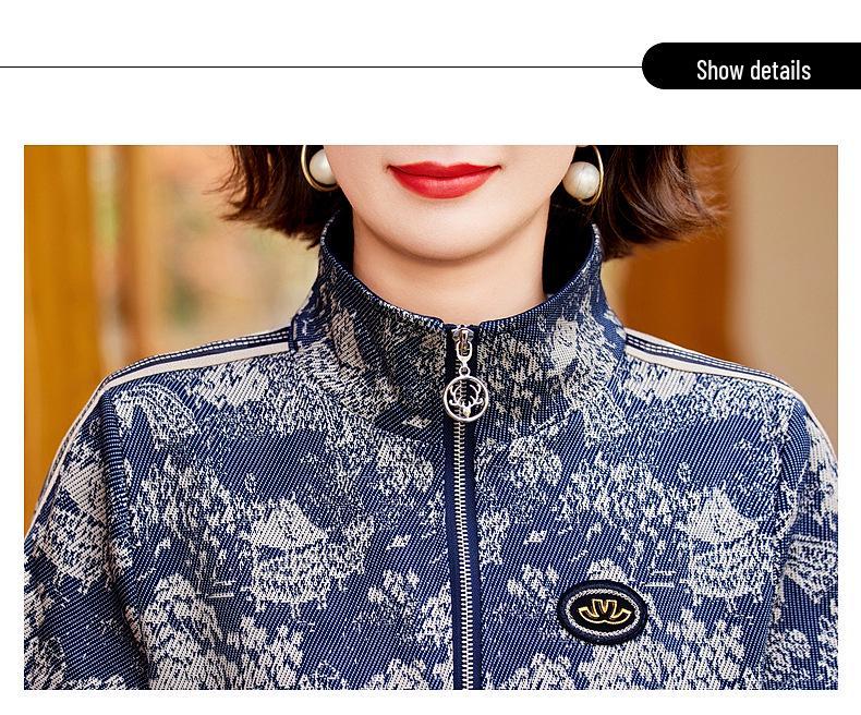 Mom's 2024 Spring & Autumn Casual Sportswear Set for Middle-aged & Elderly Women: 2-Piece Outerwear