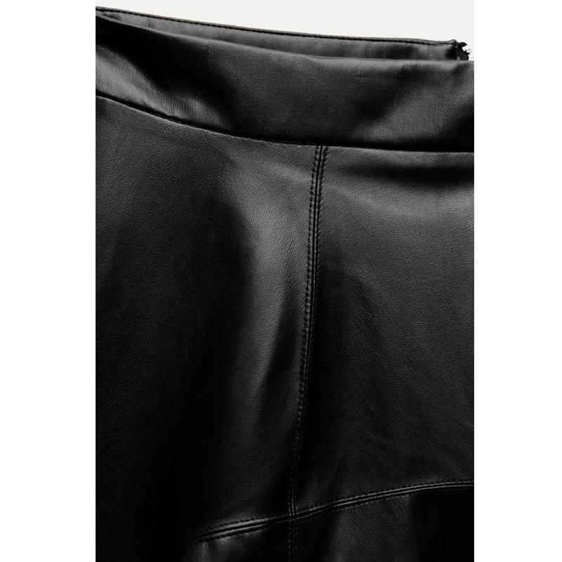 Autumn and Winter New Women clothes Western Style Pu Imitation Leather Asymmetric Mid-Length Midi Skirt 3581242