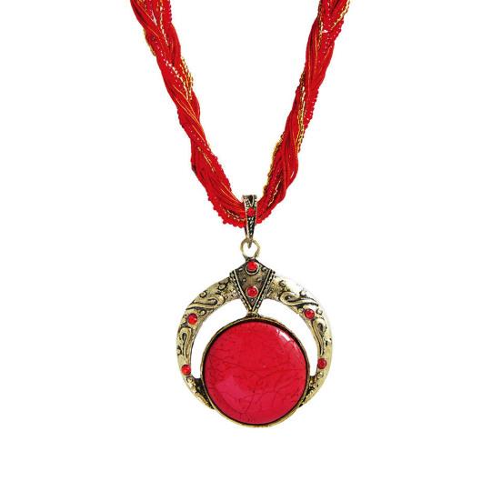 Runde einzigartige geschnitzte böhmische Vintage Halskette Lady Multilayer Perlen Kette Anhänger Halskette