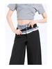 Plaid Patchwork Lace Double Waistband Wide-Leg Pants for Women - New 2025 Spring/Autumn Casual Long Pants