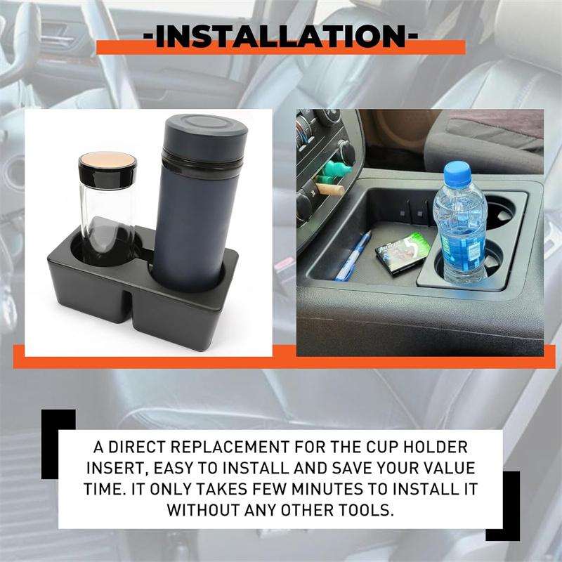 For Gmc Yukon 2007-2014 Car Dual Cup Holder Insert Drink Cup Holder Bracket Black Replacement 19154712