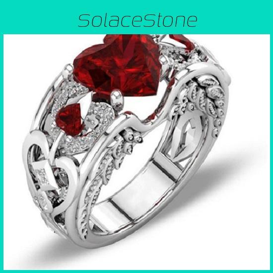 Elegant Women Ladies Rhinestone Princess Heart Shape Jewelry Wedding Ring