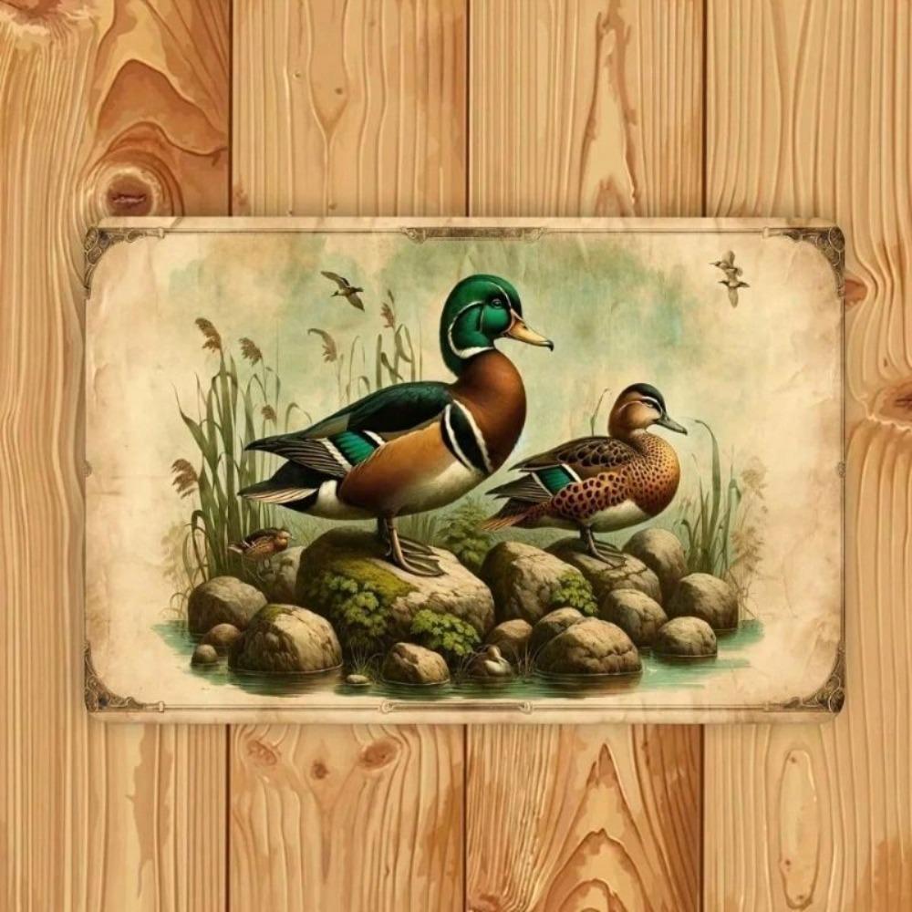 Vintage Metal Poster Duck Farmer Barn Wall Art For Bar Garage