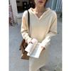 Women's Loose Hooded Knit Dress - Long-Sleeved, Autumn/Winter Style, Ideal as Inner Layer with Coat