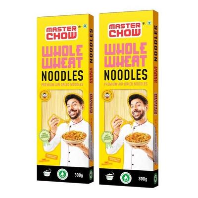 MasterChow Healthy Whole Wheat Noodles- Pack of 2 | 100% Atta | No Maida, Not Fried | Serves 10 Meals - 600gms
