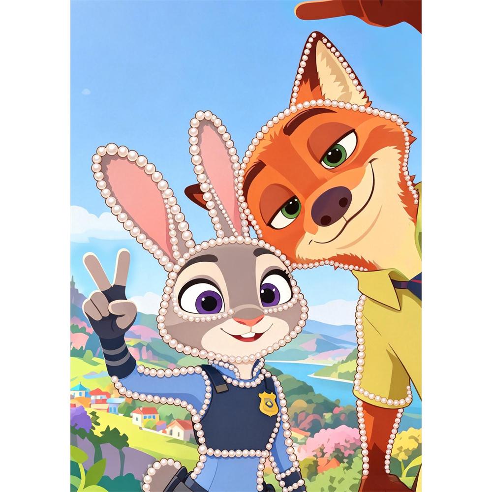 

Disney Pearl Painting DIY Judy and Nick CP Feeling Directly Full of Pearl Art Painting Pearl Gem Painting, Home Wall Decoration Crafts 30x40