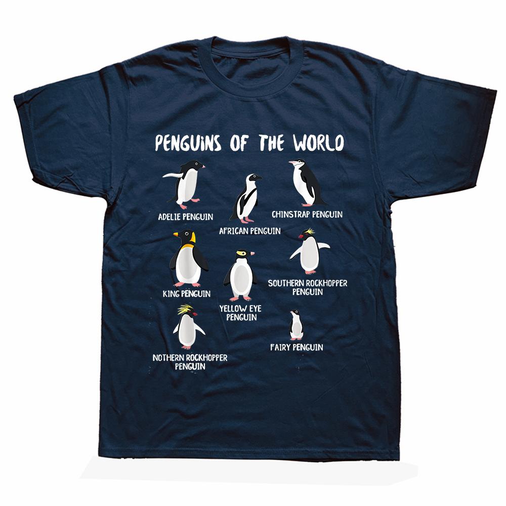 Penguins of the World Funny Animals Cute Penguin Tee Tops Round Neck ShortSleeve Fashion Tshirt Clothing Casual Basic Tshirts