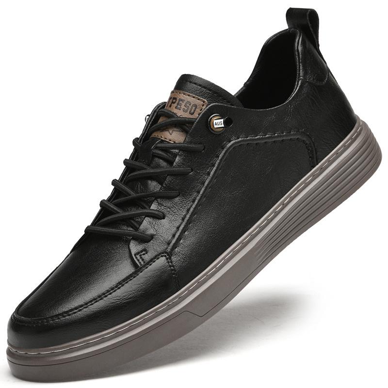Men s Genuine Leather Retro Slip-On Skate Shoes - Versatile Low-Top Casual Workwear 37