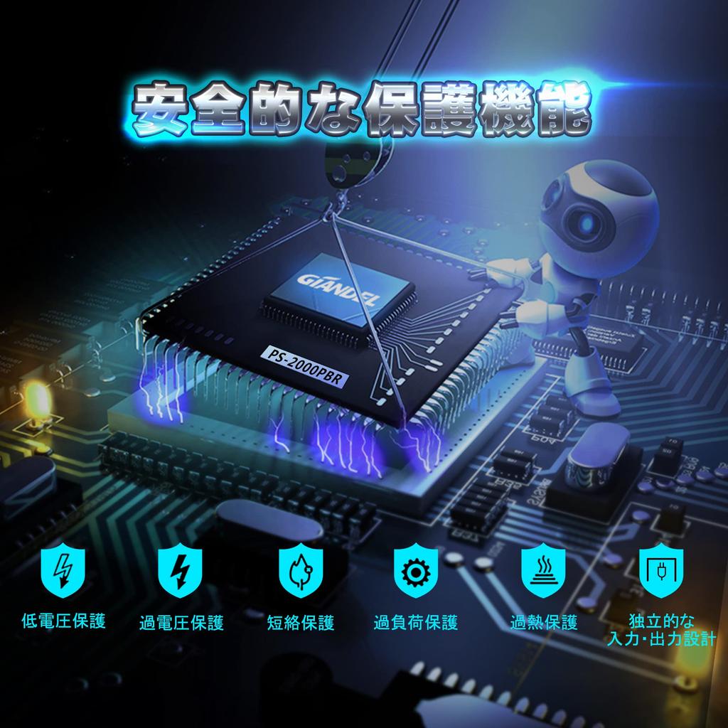 GIANDEL 2000W Onde Sinusoïdale 12V à 100V Convertit DC12V en Inclut Tension Compatible avec Alimentation USB et Deux Prises CA Onduleur, Convertisseur, 55Hz, AC100V,