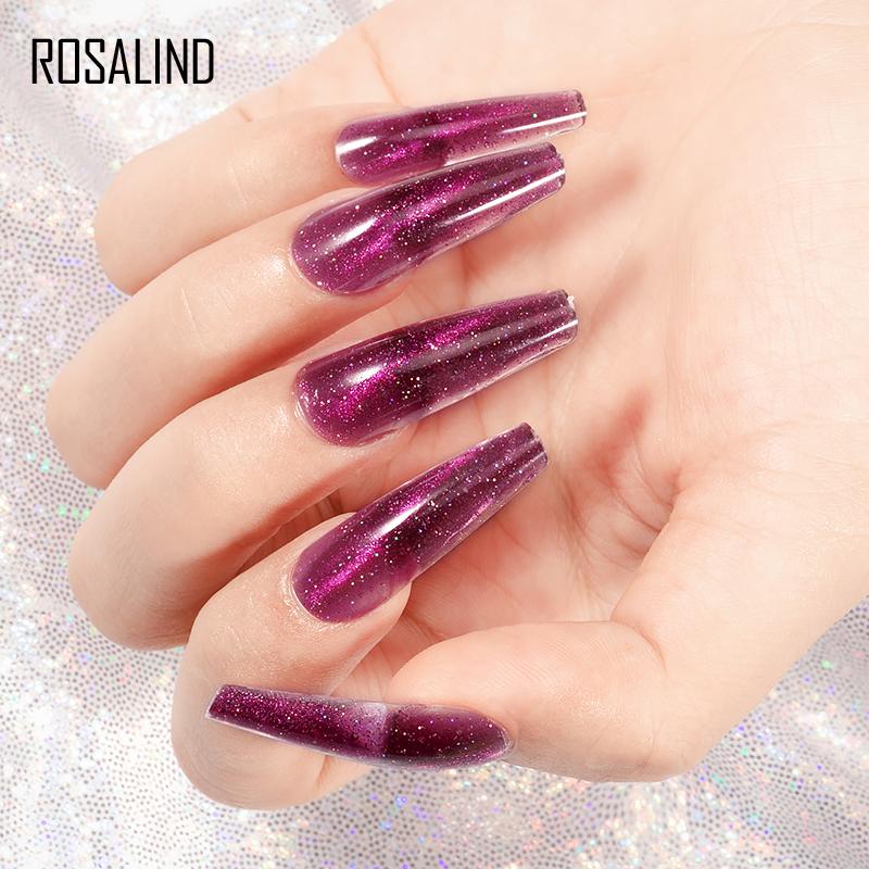 ROSALIND Poly Nail Gel Semipermanent UV 15ML Crystal Acrylic Liquid Extension Hybrid Varnish Poly Nail Gel Cat's Eye Effect