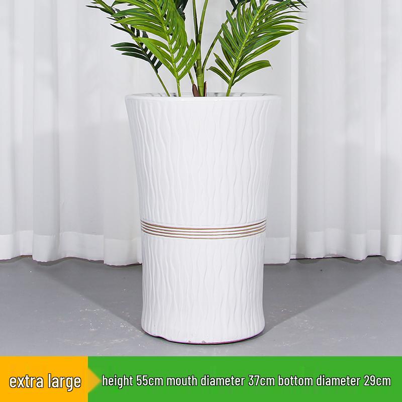 Large Ceramic Flower Pot with Tray for Indoors/Outdoors, Suitable for Succulents & Green Plants