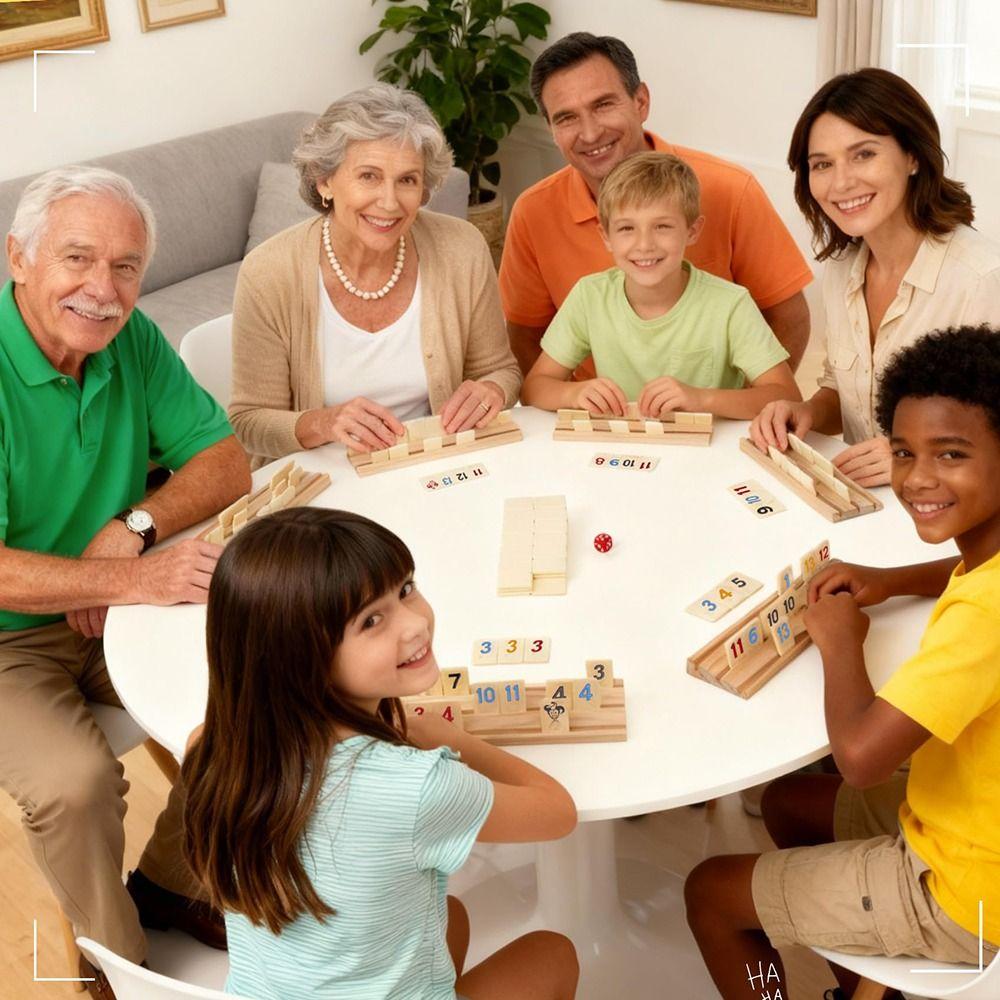 106dílná dřevěná hra Rummy Kostky 106 dílků Klasická desková hra Deskové hry Rummy dílky Rodinná hra