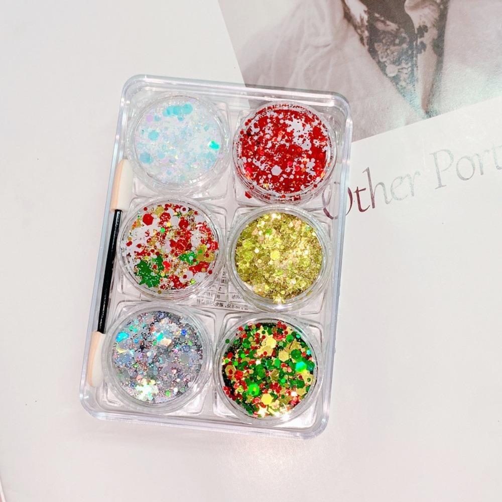 6Pcs/Set Sparkly Colorful Body Nail Glitter Gel Eyeshadow Sequin  Face Body Decorations