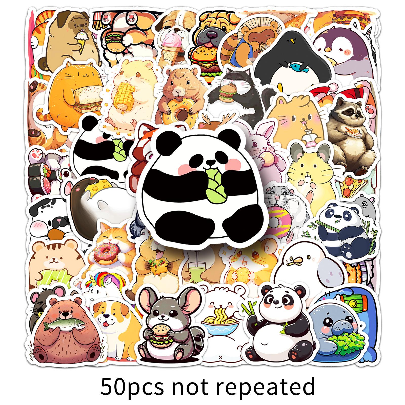 

50 Fat Animals Eating Graffiti Stickers Personalized Cartoon Cute Decorative Mobile Phone Case Water Cup Stickers