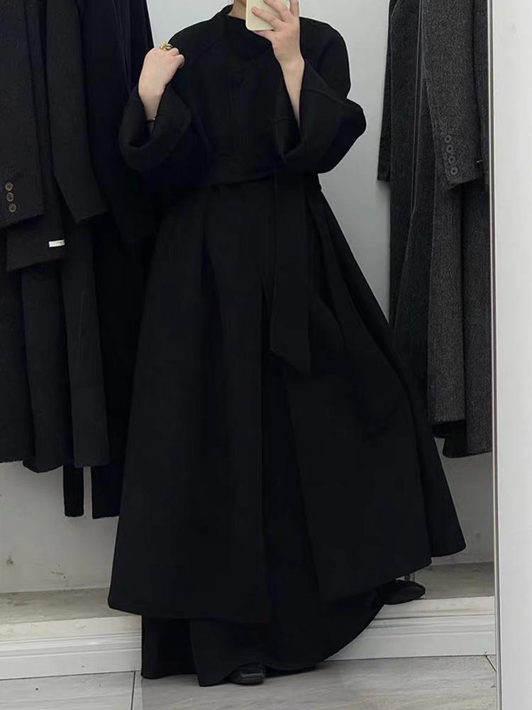 

Премиальное двустороннее шерстяное пальто женское высокое удлиненное А-силуэта ленивое шерстяное пальто S