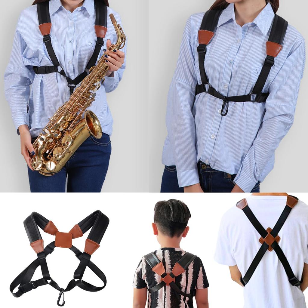 Saxophone Strap Harness, Shoulder Strap for Saxophone, Medium Size, Fits Alto Saxophone, Baritone Saxophone, Soprano Saxophone