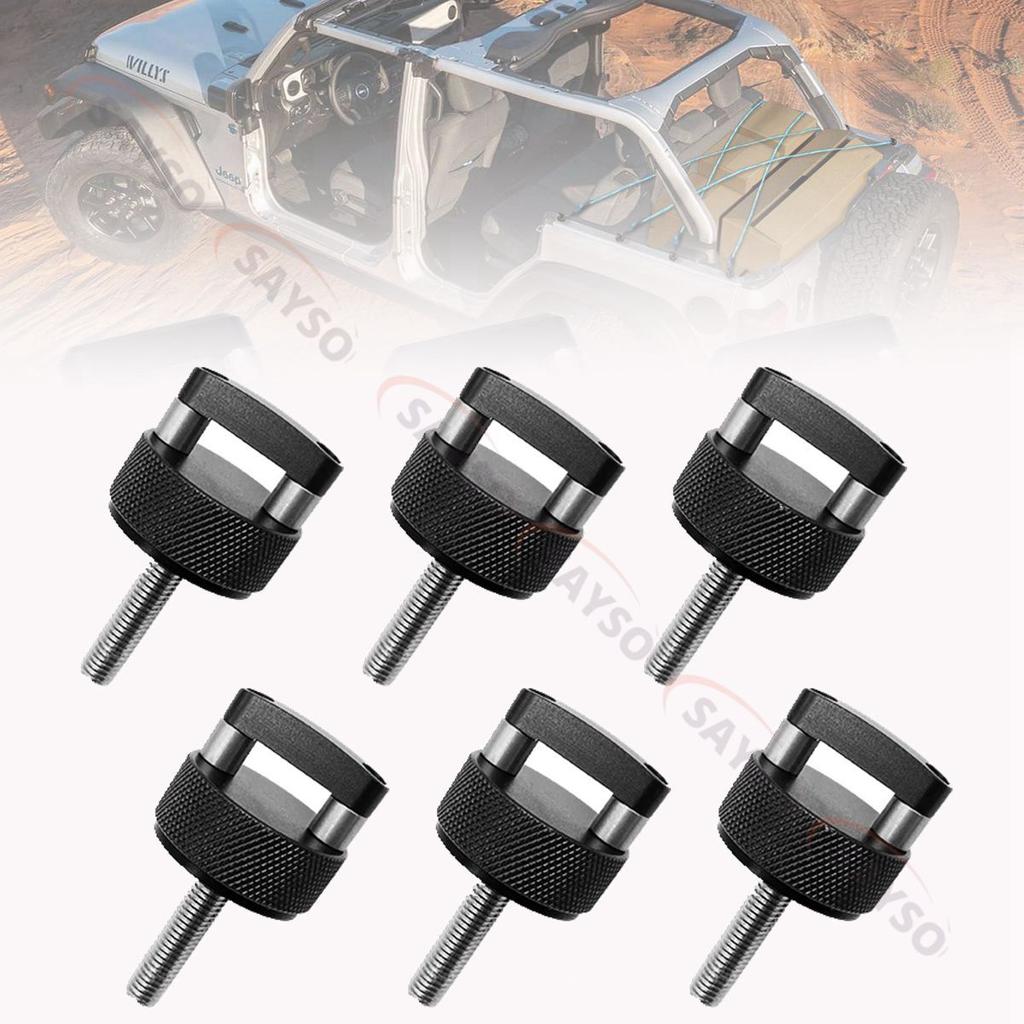 6X Aluminum Hard Top Quick Removal Fastener Thumb Screw For 2007-2018 Jeep Wrangler JK 2DR And Unlimited 4DR