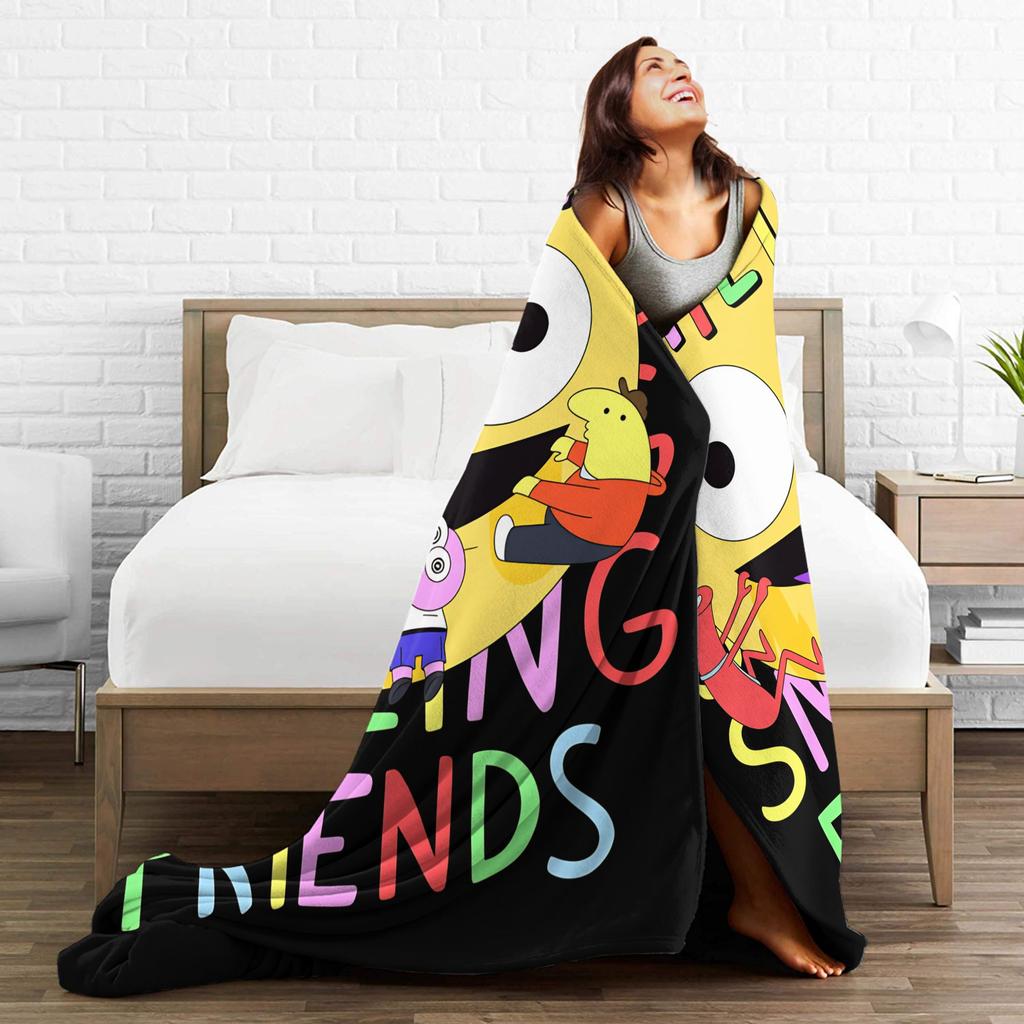 Warm Blanket Girls Boys Picnic Smiling Friends Pim And Charlie Bedding Throws Flannel Bedspread For Bedroom Sofa Bed Cover