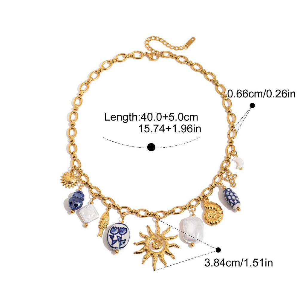 Yori Trendy Stainless Steel Charm Pendant Necklace Earrings Summer 18K Golden PVD Trendy Charm Set Jewelry Wholesale