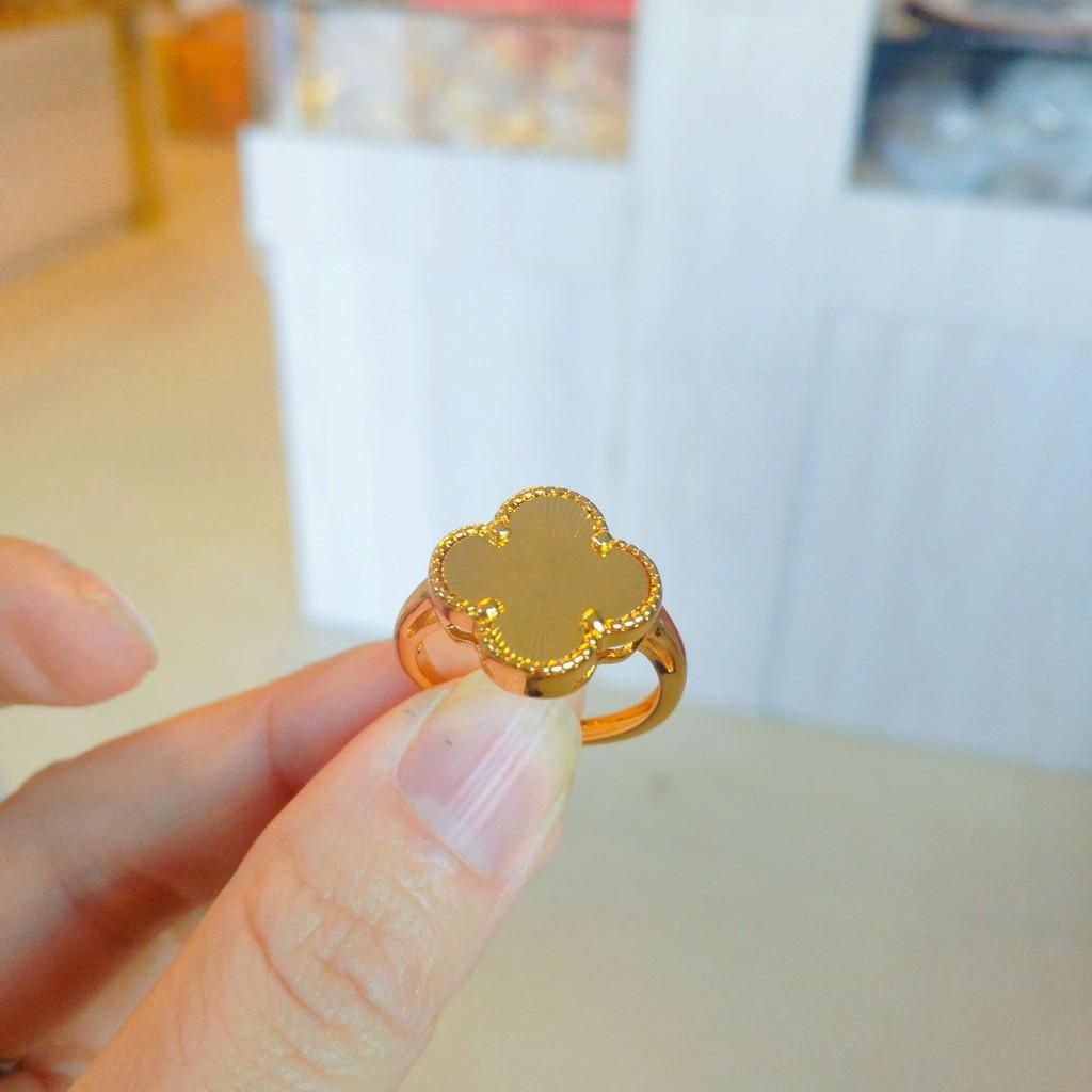 Gold Brass Stylish Plated Lucky Clover Ring Adjustable Size Perfect Gift Her For