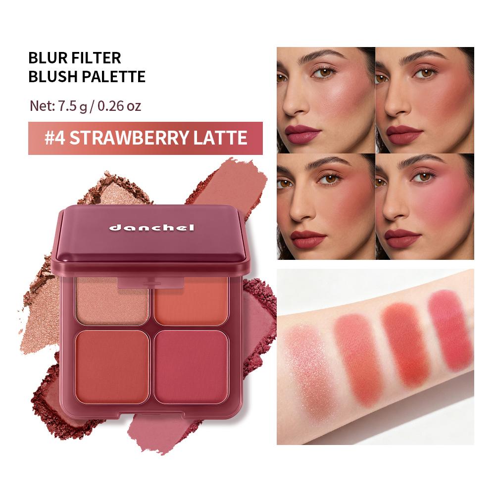 4 Color Matte Cream Blush Highlighter Palette Pink Peach Expanding Color Natural Water Light Blush Rouge Portable Face Cheek Tin