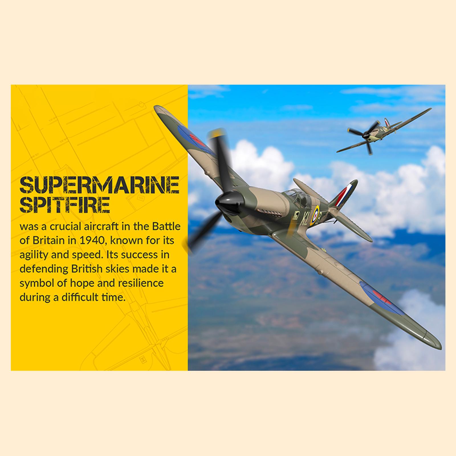 

Літак з дистанційним керуванням EPP Літак з дистанційним керуванням 2,4 ГГц 4CH Літак з дистанційним керуванням Spitfire 2 battery камуфляжний