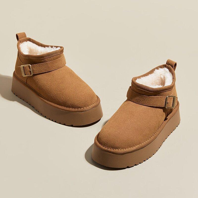 

Winter snow boots women s new platform short boots piled and thickened warm, non-slip and waterproof large cotton shoes 40