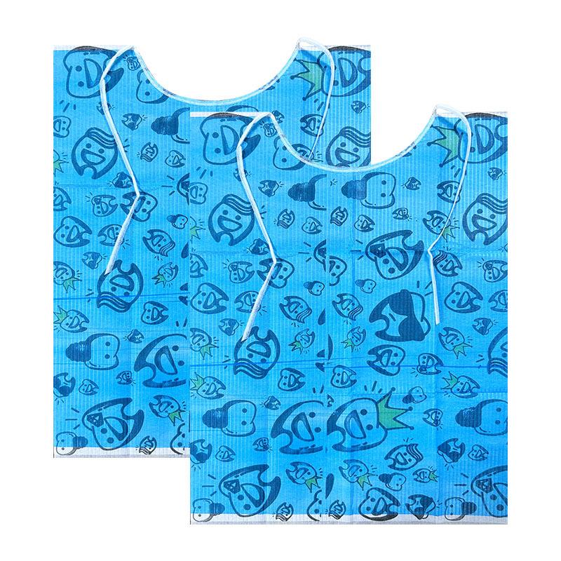 Nigf 100 kusů/balení Jednorázové dentální bryndáky s jednotlivými stuhami, Modré nepromokavé listy