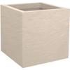 Square Flower Pot 30 Cm - EDA - Volcania Up - 21 L - Indoor/Outdoor - Stone Decor - 29.5 X 29.5 X H29.5 Cm - Limestone Beige