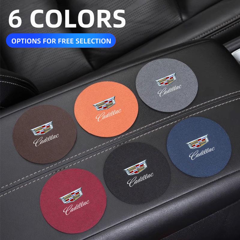2Pcs Car Suede Water Cup Pad Anti-slip Coaster Accessorys for Cadillac ATS BLS CT4 CT6 CTS ESCALADE STS XLR XT4 XT5 XTS SLS