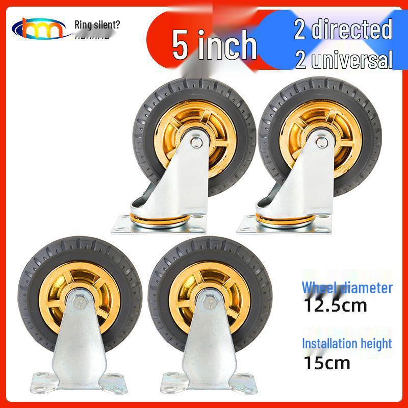 Schwerlast-Gummi-Lenkrollen mit Bremse - Doppelt gelagert, Größen 3/4/5 Zoll