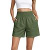 High Waist Elastic Waistband Casual Shorts for Women Loose Fit Cotton Summer Shorts with Pockets Lightweight Design