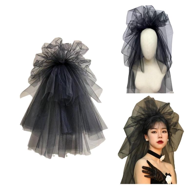 Bridal Veil Bride Princess Tulle Headscarf Gothic Black Bachelorette Party Hen Party Bride Veil Hen Party Head Scarf