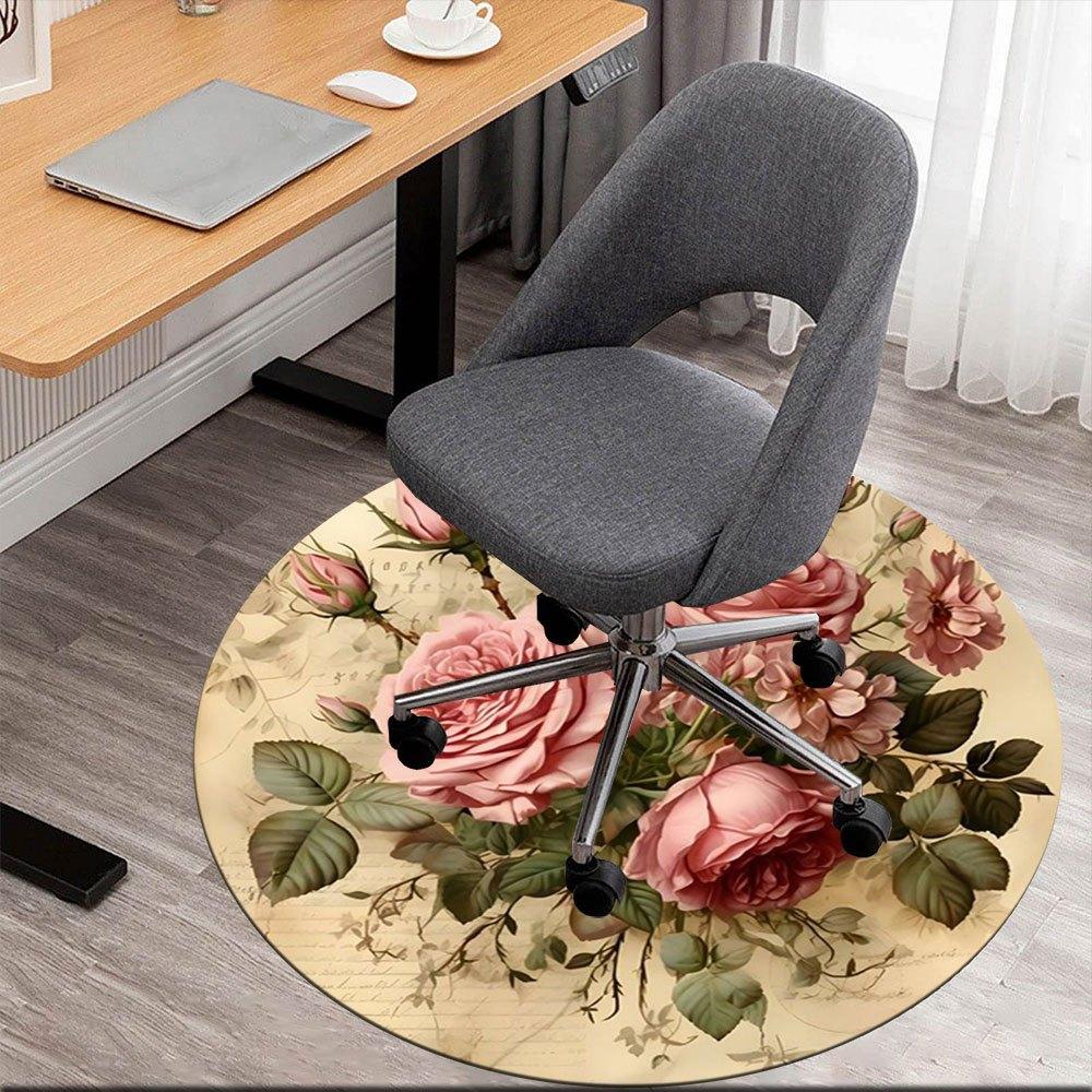 

Vintage Pink Rose Bouquet Wall Art DecorRound Non-Slip chair mat chair carpet for office Rugs for Office Decor Gift For Valentine s Day Mother s Day H 80cm by 80cm