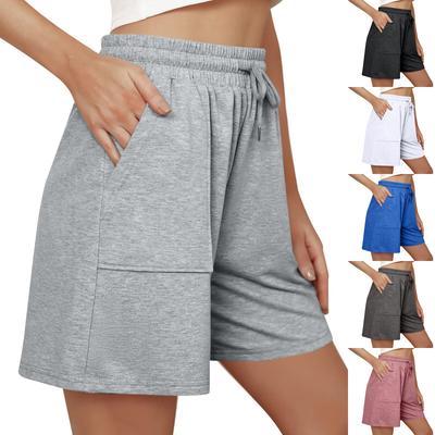Pantalones cortos deportivos de algodón para mujer, informales, holgados, con cintura elástica