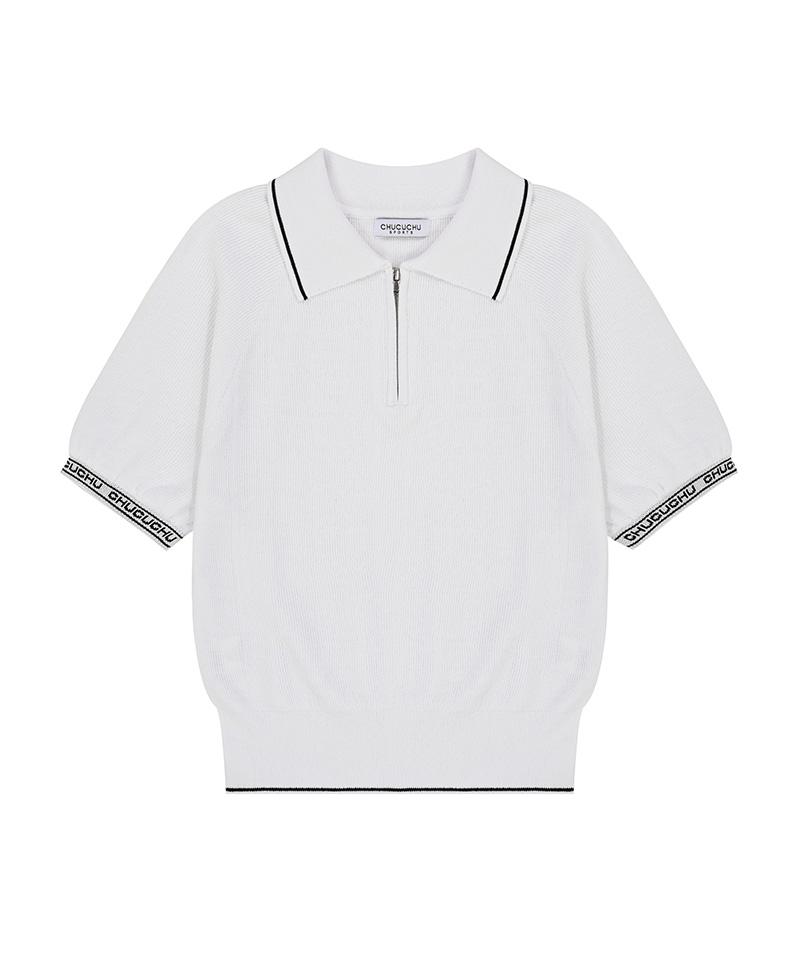 CHUCUCHU Cbess-Kts001W Cool Knit Half-Zip Short Sleeve Top