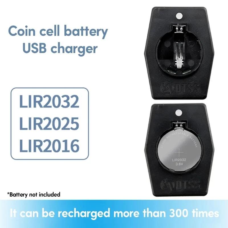 Mini Button Cell Battery Charger LIR2032H LIR1632 LIR2025 LIR2016 Type-C Charging 3.6V Li-ion Portable Cell Batteries Charger