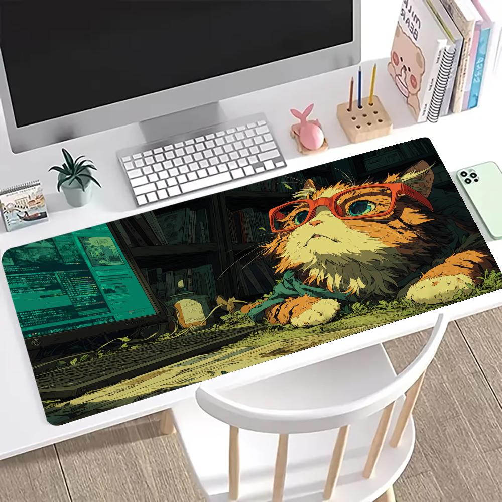 Computer Gamer Office Oversized Table Mats Anime Cute Cartoon Cat Mouse Pad Xxxl Gaming Pc Keyboard Accessories NonSlip Play