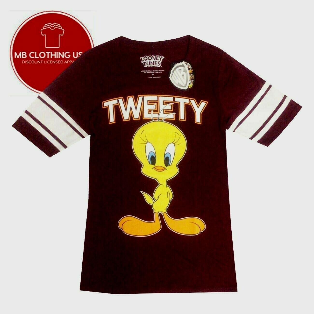 Women s T-shirt Looney Tunes WB -Tweety Tee Burgundy Cotton NWT S