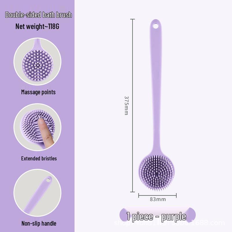 Portable Non-Slip Long Handle Silicone Bath Brush & Back Scrubber