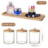 3Pcs Holder Dispenser with Bamboo Lids Clear Acrylic Bathroom Jars with Tray Cotton Swab Storage Dispenser Reusable