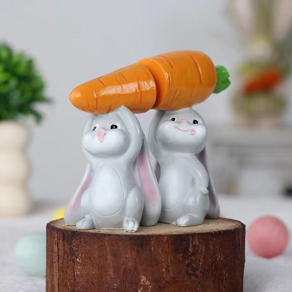 2Pcs/Set Colorful Resin Rabbit Decoration Easter Bunny Carrot Ornament  Party Decoration
