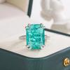 Silver Plated Exquisite Blue Green Moissanite Ring Fire Sparkling Luxury Open Ring Female Party Birthday Jewelry Gift